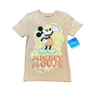 Disney T Shirt S Womens Slim Fit Mickey Mouse Graphic Beige Shirt